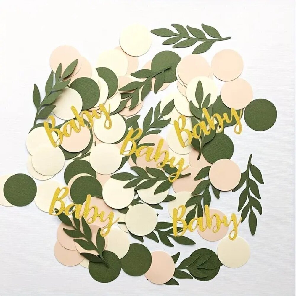 120 Pcs Baby Eucalyptus Leaf Confetti NIP